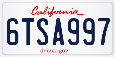 CA license plate 6TSA997