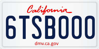 CA license plate 6TSB000