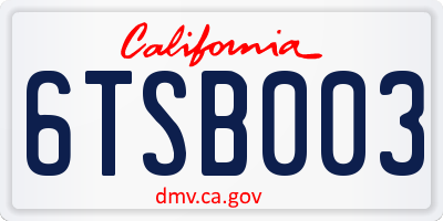CA license plate 6TSB003