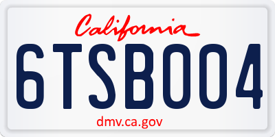 CA license plate 6TSB004