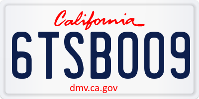 CA license plate 6TSB009
