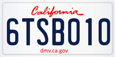 CA license plate 6TSB010