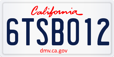 CA license plate 6TSB012