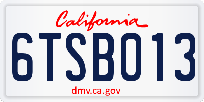 CA license plate 6TSB013