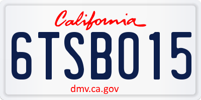 CA license plate 6TSB015