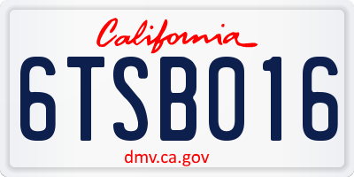 CA license plate 6TSB016