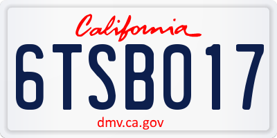 CA license plate 6TSB017