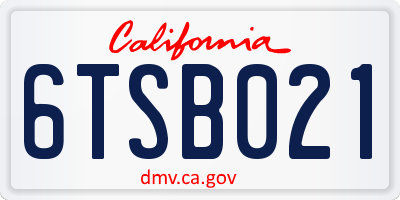 CA license plate 6TSB021