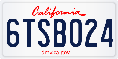 CA license plate 6TSB024