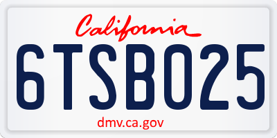 CA license plate 6TSB025