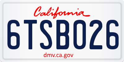 CA license plate 6TSB026