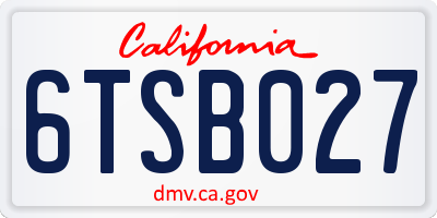 CA license plate 6TSB027