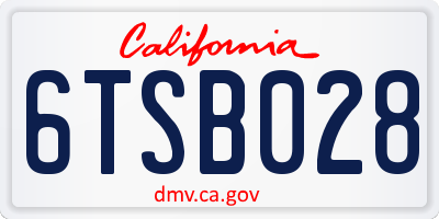 CA license plate 6TSB028