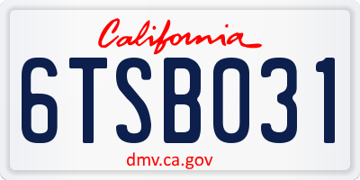 CA license plate 6TSB031