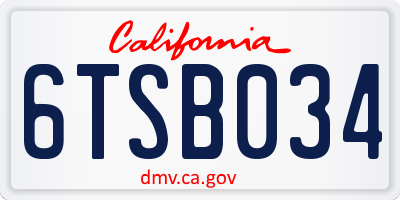 CA license plate 6TSB034