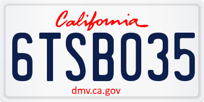 CA license plate 6TSB035