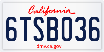 CA license plate 6TSB036