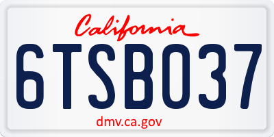 CA license plate 6TSB037