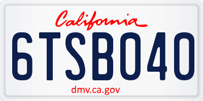 CA license plate 6TSB040