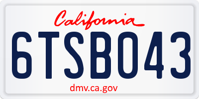 CA license plate 6TSB043