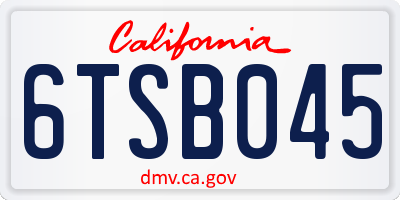 CA license plate 6TSB045