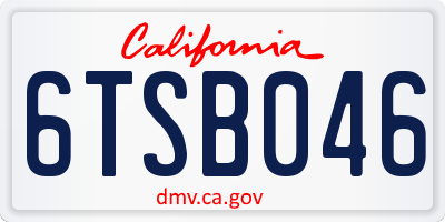 CA license plate 6TSB046