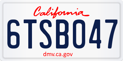 CA license plate 6TSB047