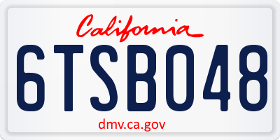 CA license plate 6TSB048