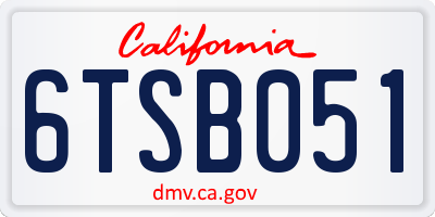 CA license plate 6TSB051