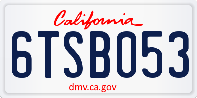 CA license plate 6TSB053