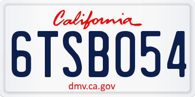 CA license plate 6TSB054