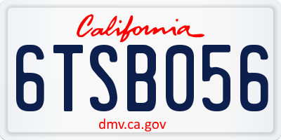 CA license plate 6TSB056