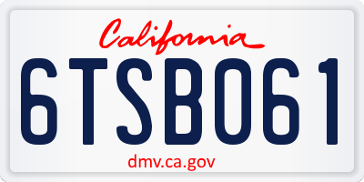 CA license plate 6TSB061