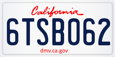 CA license plate 6TSB062