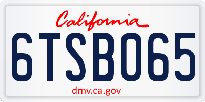 CA license plate 6TSB065