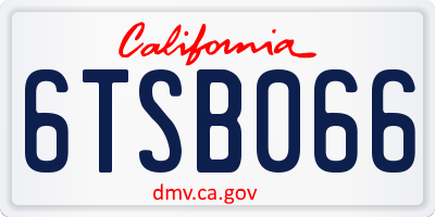 CA license plate 6TSB066