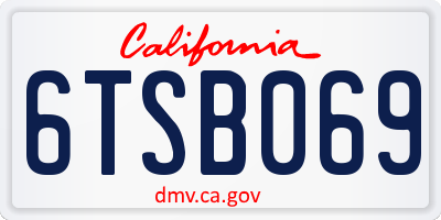 CA license plate 6TSB069