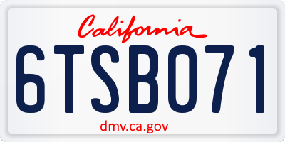 CA license plate 6TSB071