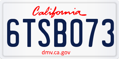 CA license plate 6TSB073