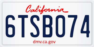 CA license plate 6TSB074