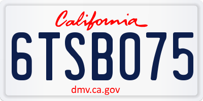 CA license plate 6TSB075