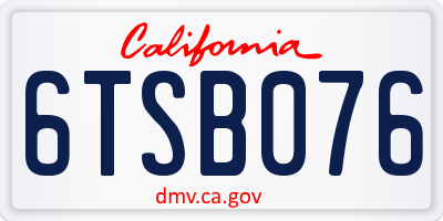 CA license plate 6TSB076