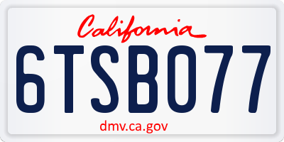 CA license plate 6TSB077