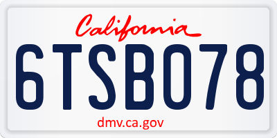 CA license plate 6TSB078