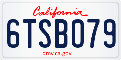 CA license plate 6TSB079