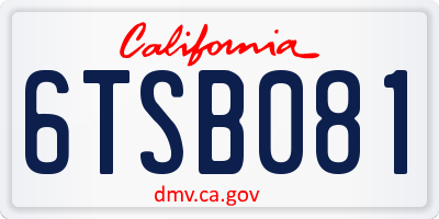 CA license plate 6TSB081