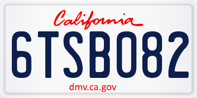 CA license plate 6TSB082