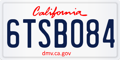 CA license plate 6TSB084