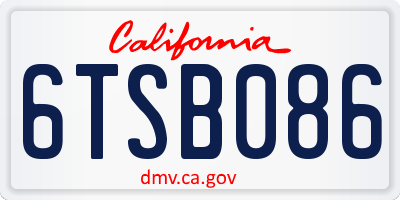 CA license plate 6TSB086