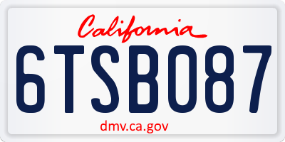 CA license plate 6TSB087